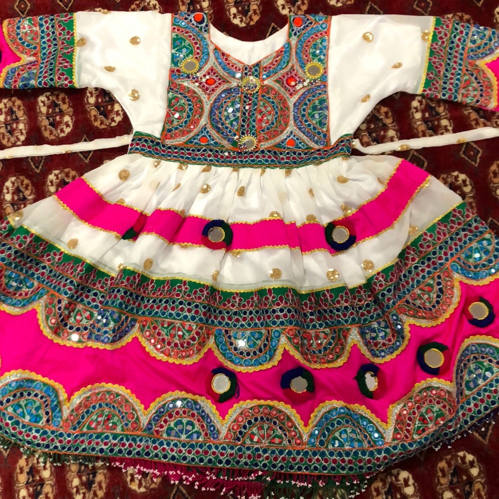 White afghan dress